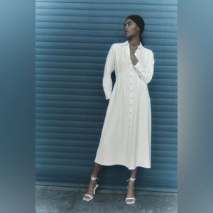 Tailored Shirtdress in Oyster White